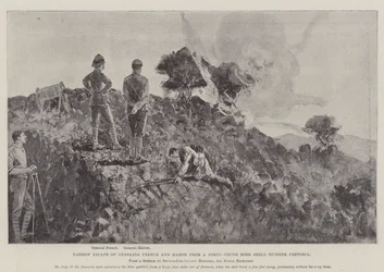 Escapada por Poco de los Generales French y Mahon de un Obús Bóer de Cuarenta Libras fuera de Pretoria